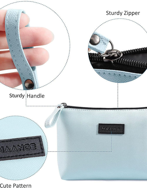 Load image into Gallery viewer, Cosmetic Bags for Women Small Makeup Bag for Purse Pu Leather Makeup Pouch Travel Makeup Bag with Zipper Make up Bag for Travelling (Blue)

