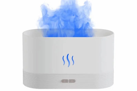 Humidificador, Humidificador Ultrasónico De Niebla Fría Con Luces De Llama De 7 Colores, Difusor De Aceites Esenciales, Para Habitación, Blanco
