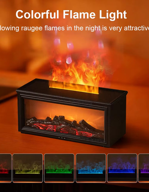 Load image into Gallery viewer, Aroma Air Humidifier Flame Fireplace Essential Oil Diffuser Desktop USB Cool Mist Maker Ultrasonic Aroma Diffuser with Remote
