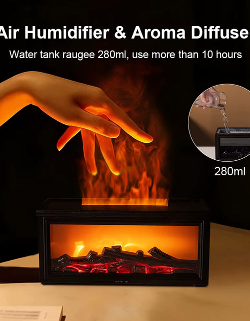 Load image into Gallery viewer, Aroma Air Humidifier Flame Fireplace Essential Oil Diffuser Desktop USB Cool Mist Maker Ultrasonic Aroma Diffuser with Remote
