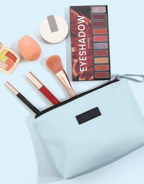 Load image into Gallery viewer, Cosmetic Bags for Women Small Makeup Bag for Purse Pu Leather Makeup Pouch Travel Makeup Bag with Zipper Make up Bag for Travelling (Blue)
