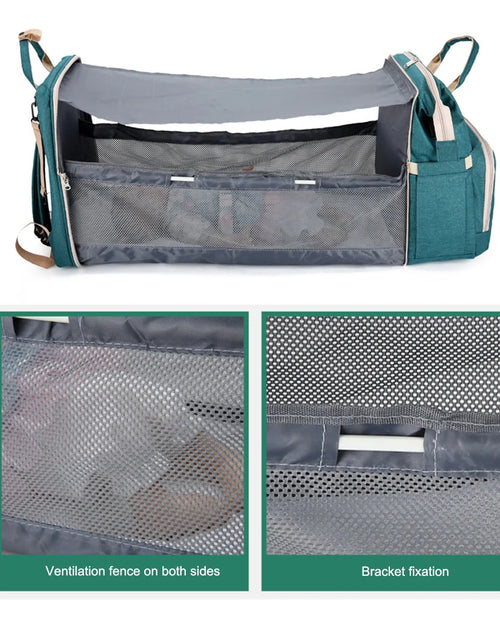 Load image into Gallery viewer, Diaper Bag Backpack, Multifunction Baby Bag with Changing Station, Foldable Crib, Insulation Milk Bottle Pocket, Waterproof Large Capacity Travel Bag with USB Charging Port, Gift for Mom Dad
