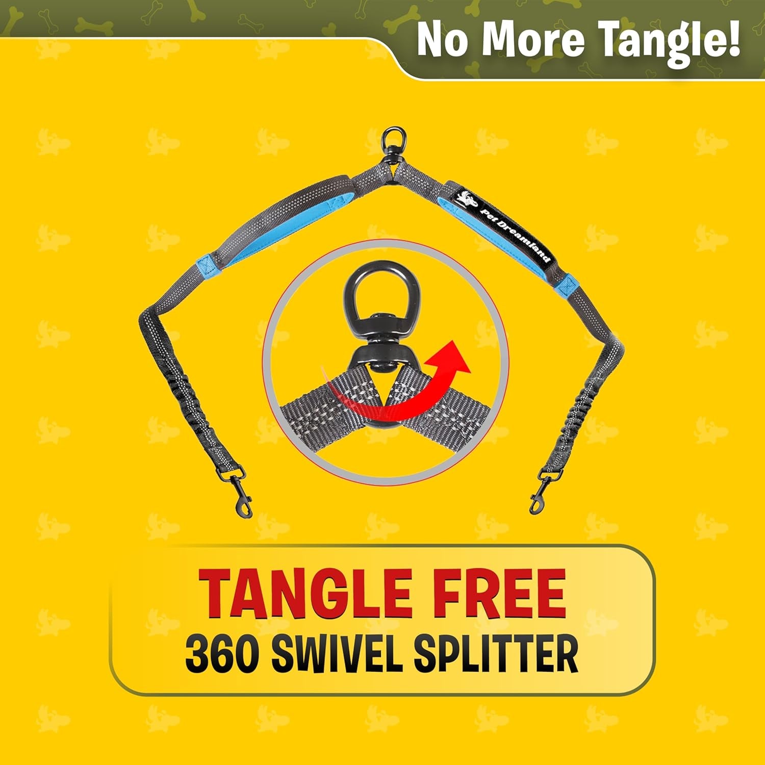 Exquisite Two Dog Leash Splitter | Double Dog Leash for Large Dogs Heavy Duty | No Tangle 2 Dog Leash Coupler | Dual Dog Leash Attachment | Retractable Dual Leashes for 2 Dogs