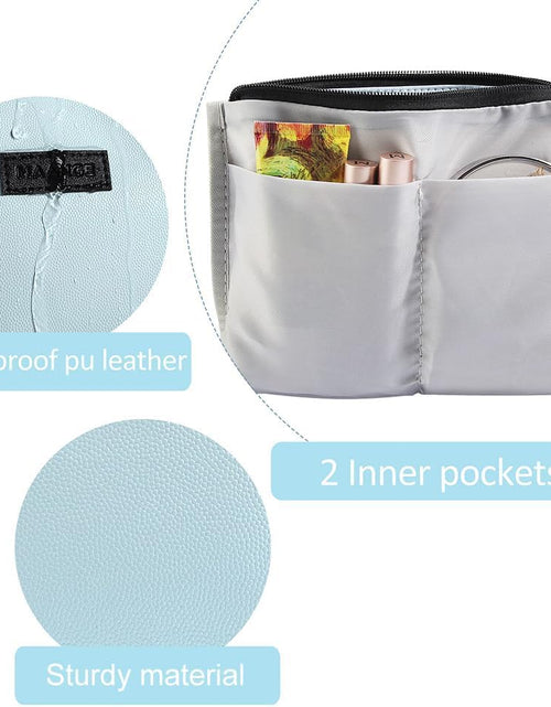 Load image into Gallery viewer, Cosmetic Bags for Women Small Makeup Bag for Purse Pu Leather Makeup Pouch Travel Makeup Bag with Zipper Make up Bag for Travelling (Blue)
