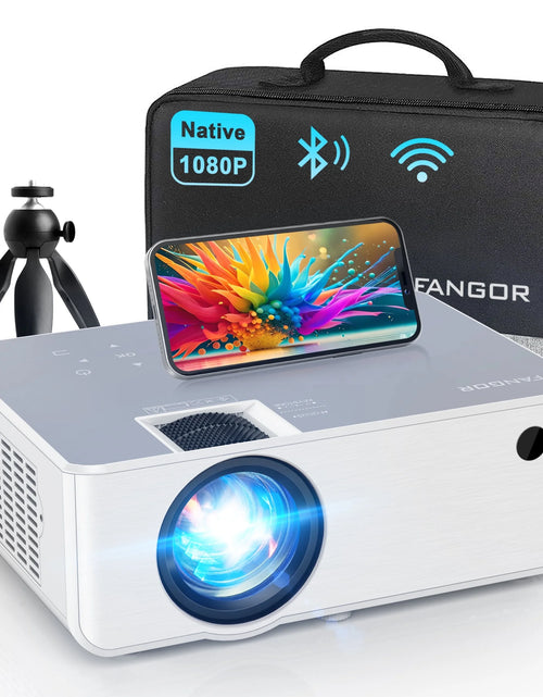 Load image into Gallery viewer, Proyector Wifi Bluetooth, Proyector De Películas Portátil Nativo 1080P Para Hogar Y Exterior, Proyector De Vídeo HD Completo Compatible Con Teléfono/Portátil/Pc/Tv Stick/Usb/Tarjeta Sd (Trípode Incluido)
