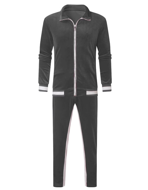 Load image into Gallery viewer, Velour Tracksuit Mens,2023 Men'S Velour Tracksuit 2 Pieces Winter Warm Full Zip up Jacket Sweatpants Fitness Sportswear Sweatsuit Jogger Sets
