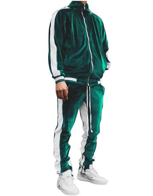 Load image into Gallery viewer, Conjunto Deportivo De Terciopelo Para Hombre, Conjunto Deportivo De Terciopelo Para Hombre 2023 2 Piezas Chaqueta De Invierno Cálida Con Zíper Completa Pantalones Deportivos Ropa Deportiva Conjunto Deportivo
