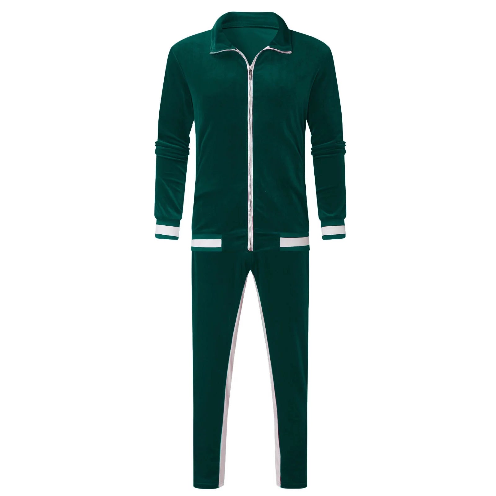 Conjunto Deportivo De Terciopelo Para Hombre, Conjunto Deportivo De Terciopelo Para Hombre 2023 2 Piezas Chaqueta De Invierno Cálida Con Zíper Completa Pantalones Deportivos Ropa Deportiva Conjunto Deportivo