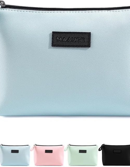 Load image into Gallery viewer, Cosmetic Bags for Women Small Makeup Bag for Purse Pu Leather Makeup Pouch Travel Makeup Bag with Zipper Make up Bag for Travelling (Blue)
