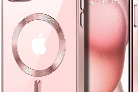 Transparent Phone Case for Apple Iphone 15 Clear Magnetic Case, [Yellow Resistant] Slim Fit Shockproof Transparent Crystal Clear Magnetic Case for Apple Iphone 15, Rose